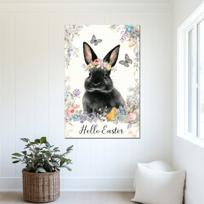  Printemps, impression de lapin de Pâques au printemps, décoration murale de lapin de Pâques au printemps, décorations murales de fleurs de lapin et de printemps, impressions de Pâques pour le salon, la chambre à coucher, la chambre d'enfant, la chambre de bébé prête à être suspendue 20 po x 30 po