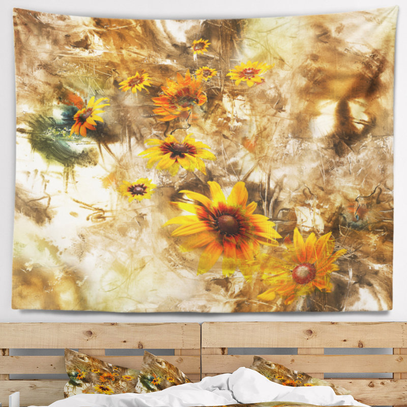 Tapisserie d’arrière plan en fleurs en polyester avec accessoires suspendus inclus, H 50 po x l 60 po