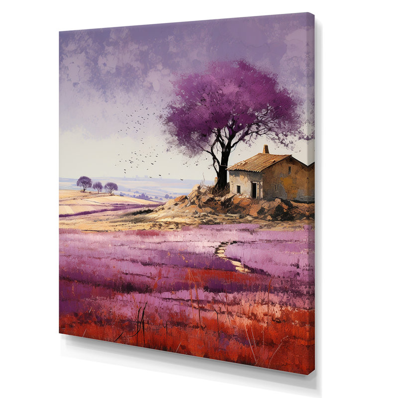 Champ mauve sur la côte d'azur sur toile, Toile tendue, H 44 po x l 34 po