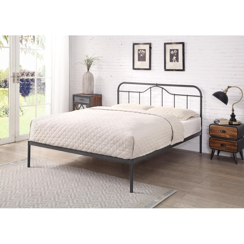 Mcgowan Metal Bed, Kingsize (5'), Black/Antique Silver