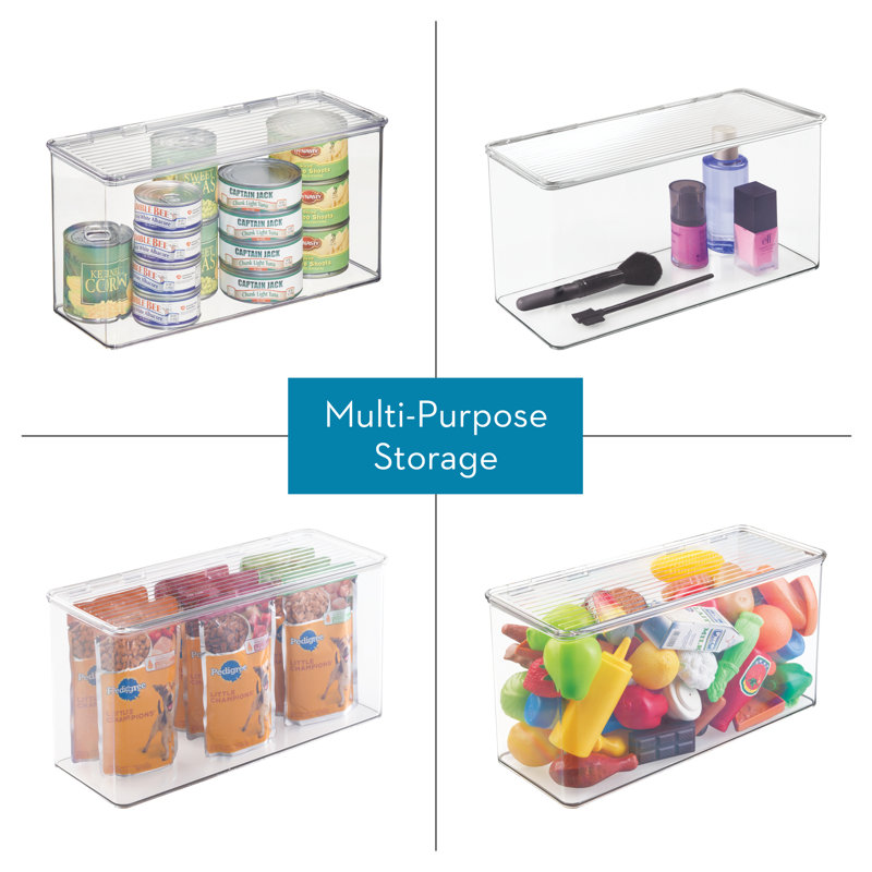 Stackable Hinged-Lid Pantry or Kitchen Storage Box - Lidded Storage Box for Organizing Cabinets and Under Sinks