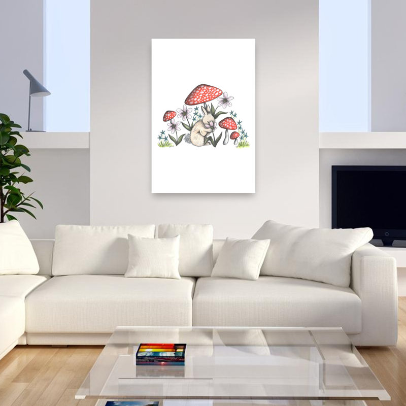 «Woodland Bunny Slumber Dreamy Peaceful Serene Rabbit Flower Forest», reproduction d'art, H 48 po x l 32 po