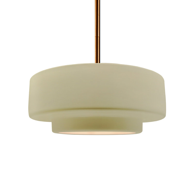 Luminaire suspendu à 1 lumière Meydan, Vanille lustrée, H 5,25 po x l 14,5 po x P 14,5 po, Laiton brossé