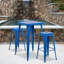 Ensemble de bar carré en métal pour l'intérieur et l'extérieur de 23,75 po avec table et 2 tabourets carrés Gyeong-22109156
