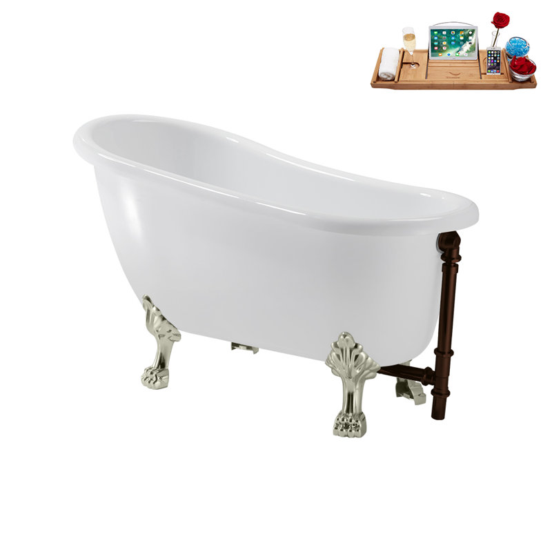 53.1'' x 25.6'' Soaking Acrylic Bathtub, Brushed Nickel, Matte Oil Rubbed Bronze