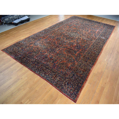 One-of-a-Kind 10'6" X 19'3" 1920s Wool Area Rug Red