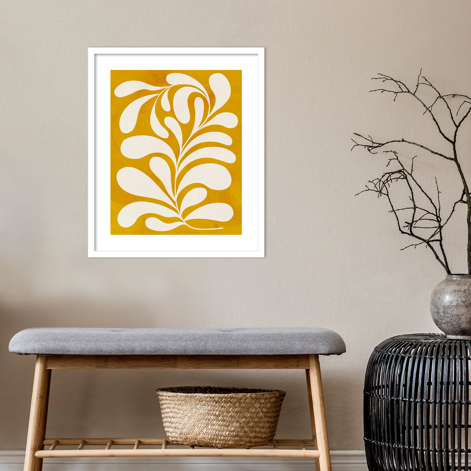 Lomi "Goldenrod I" Print by Grace Popp, 25" H x 21" W x 1" D, White