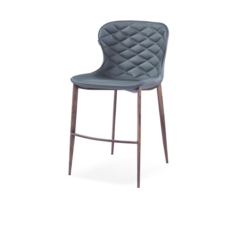 Tabouret de bar et de comptoir Albert, Gris, Placage de bois, Tabouret de comptoir (siège d'une hauteur de 24 p