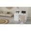 Ebern Rectangle Wood Reception Desk, Beveled Front Desk With LED Lights, Filing Cabinet and Power Outlet
