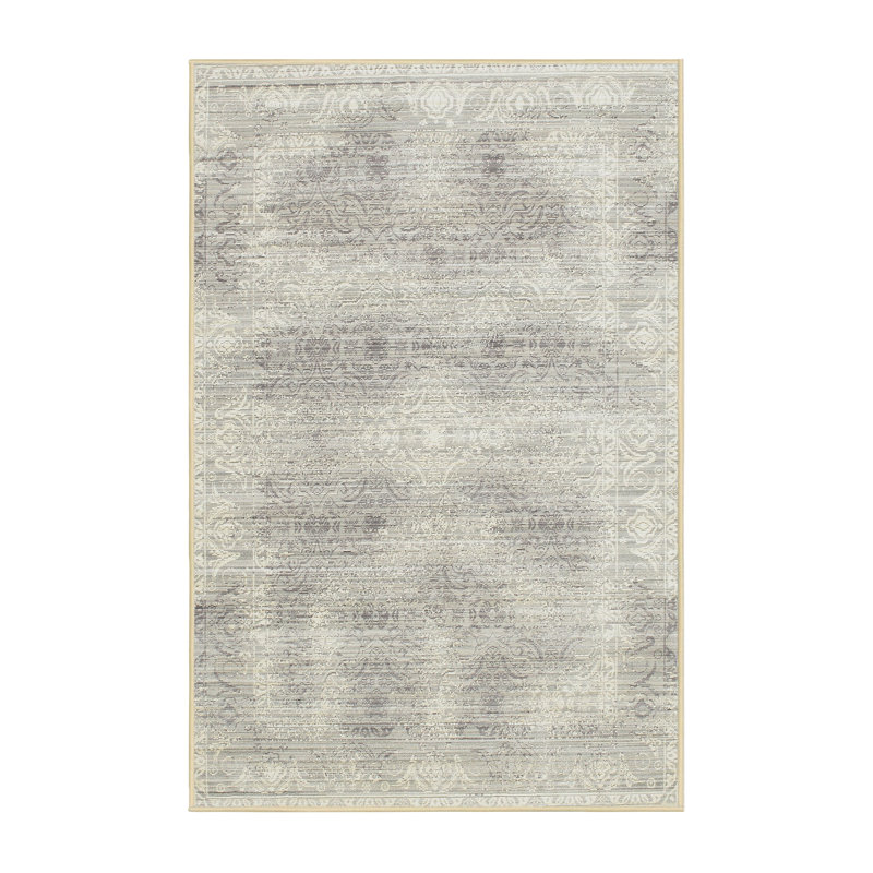 Tapis oriental gris / blanc cassé, Rectangle 7 pi x 10 pi