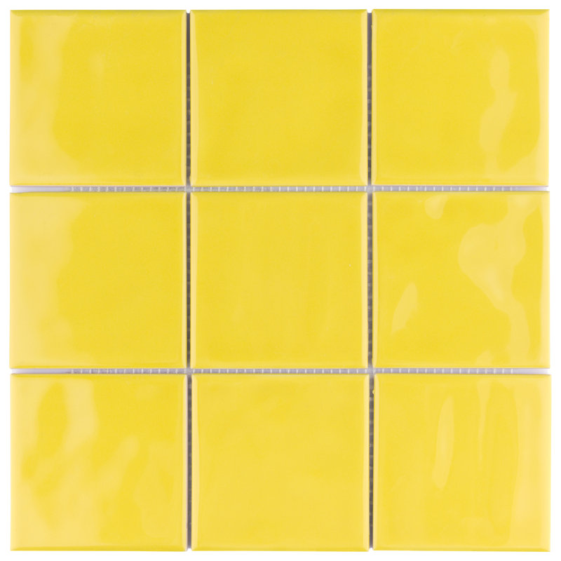 Twist 4" x 4" Ceramic Grid Mosaic Tile, Yellow