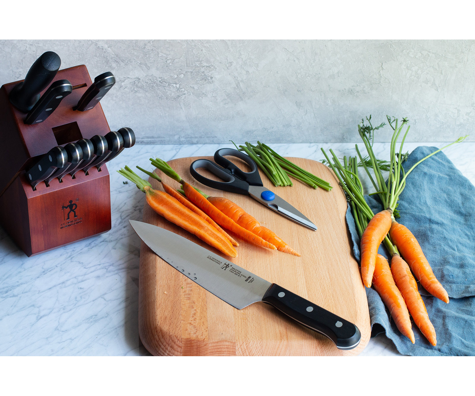 HENCKELS Solution 12-Piece Knife Set with Block, Chef Knife, Paring Knife, Steak Knife, Grey, Stainless Steel