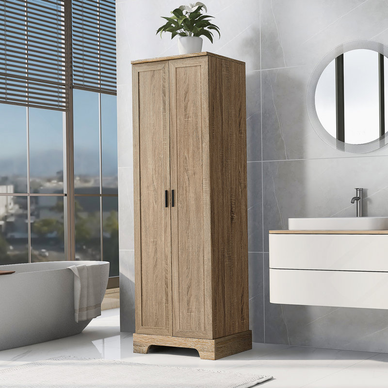 Versatile Storage Cabinet With Two Doors For Bathroom And Office, Adjustable Shelves For Flexible Storage Solutions, Brown