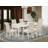 7 Piece Dining Table Set Consist of a Rectangle Table with Butterfly Leaf and 6 Light Beige Linen Fabric Upholstered Chairs, Linen White-354831916-288305329