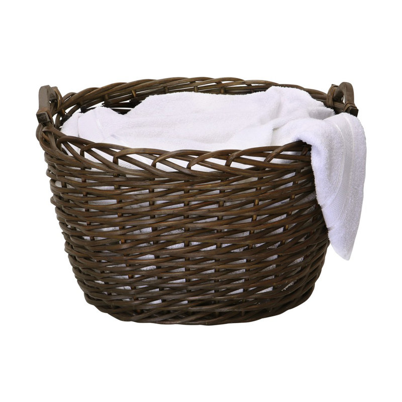 Hand Woven Wicker Laundry Basket with Handles