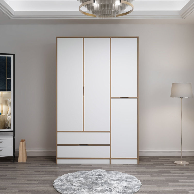 Elina 4 Door Manufactured Wood Wardrobe, White