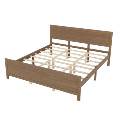 Wood Platform Bed Frame with Headboard,  King Size, Walnut -  Latitude RunÂ®, 143D1CC903A941ED88566A8BC215F564