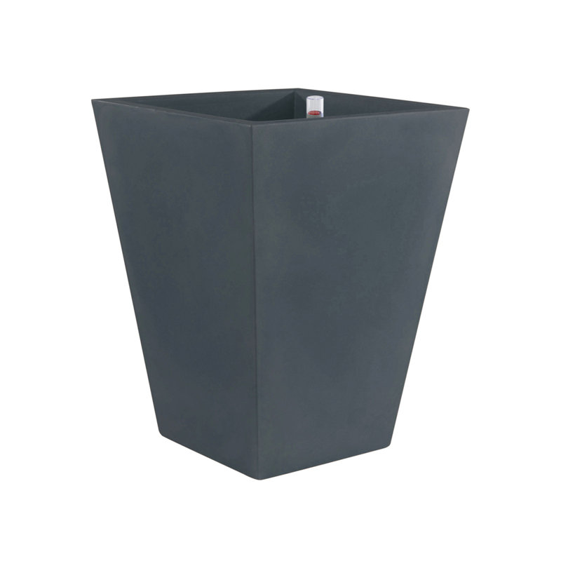 Cono Cuadrado - High Square Resin Cone Pot Planter - Self Watering, Anthracite, 39.25" H x 21.75" W x 21.75" D