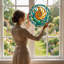 Art mural orange et blanc en toile de verre Nautilus-431827755