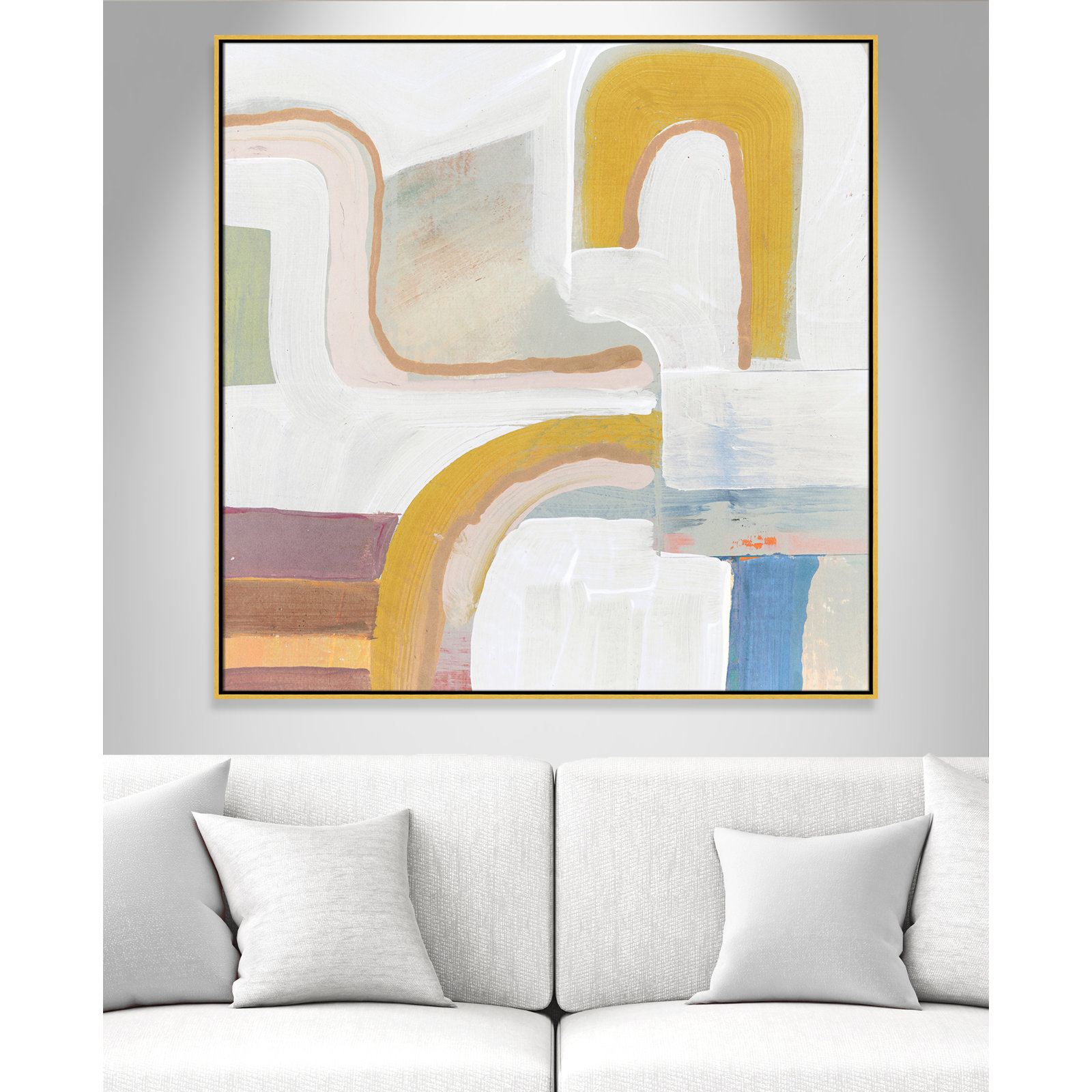 Copeland "Together Again I" Painting by Cartissi, 46.5" H x 46.5" W, Gold
