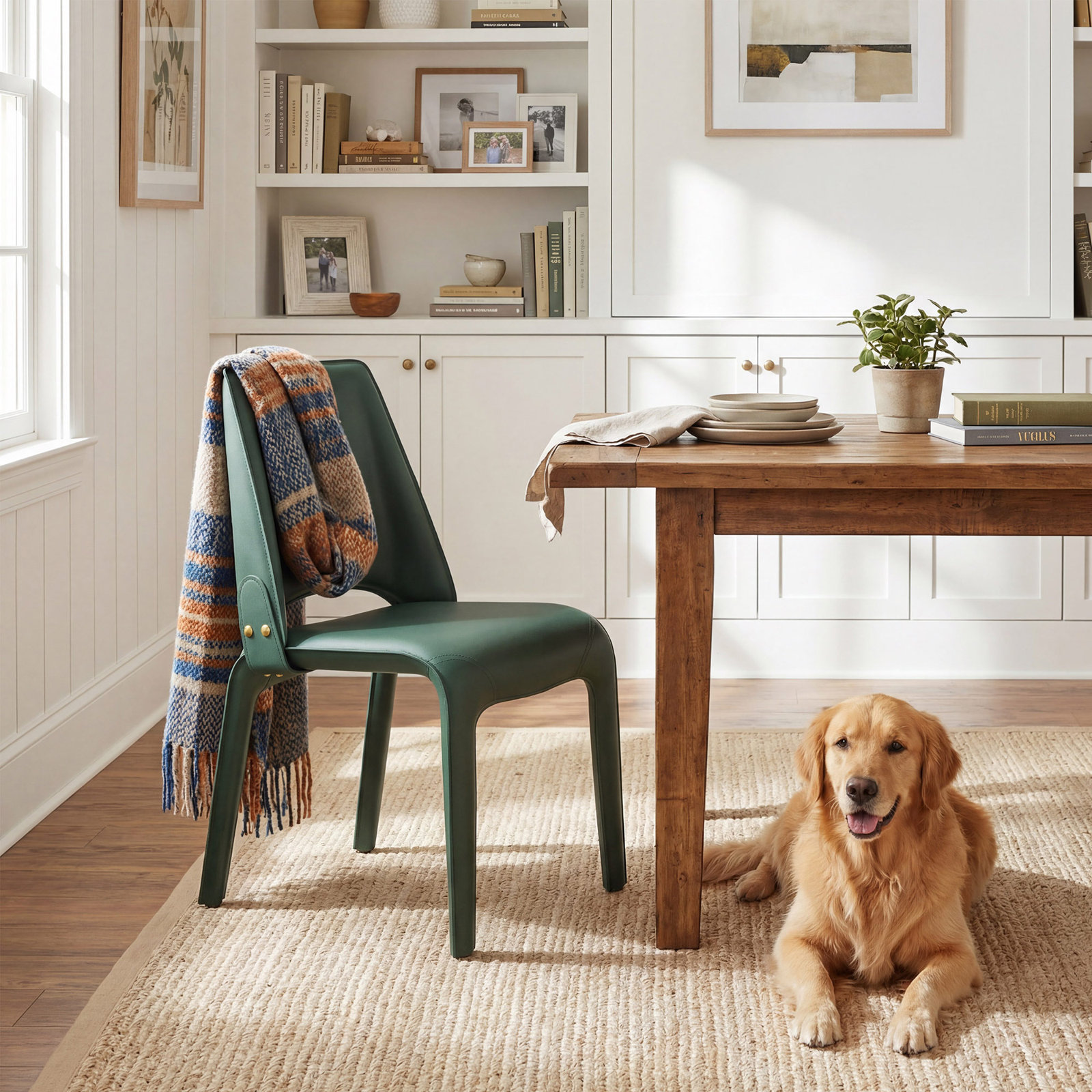 Vannes Vegan Leather Dining Chair, Green, 1, No Assembly Needed