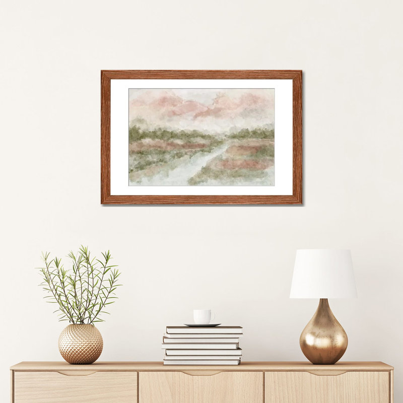 Peaceful Waters, White, 16" H x 24" W x 1" D, Classic Wood Open Corner Framed Paper