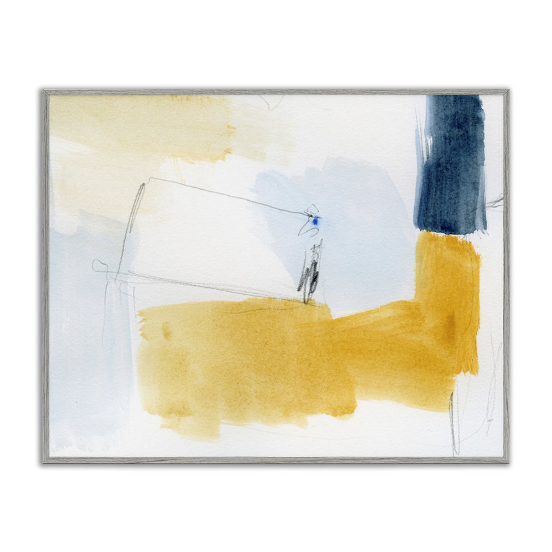 Jaune et bleu abstrait, estampe numérique par Victoria Barnes, Estampe numérique Farmhouse, H 11 po x l 14 po
