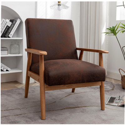 Fauteuil de style moderne Mid-Century de 25,38 po de largeur, brun