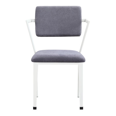 White Office Chair, High Back, Stationary Seat With Padded Cushion, Metal Frame, Fabric Upholstered, Industrial Edge, Attractive Style Chair Finish, Seat, Cushioned, Construction