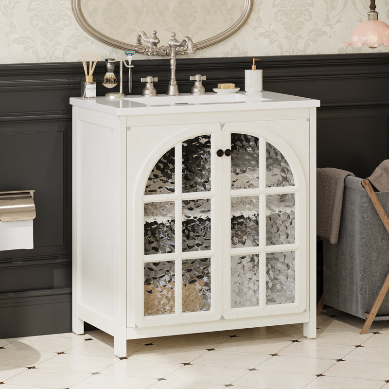 Meuble-lavabo simple 31 po avec comptoir, Blanc