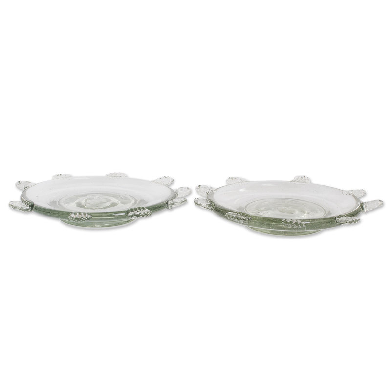 Assiettes à dessert en verre recyclé soufflé à la main Bungalow Rose (la paire)