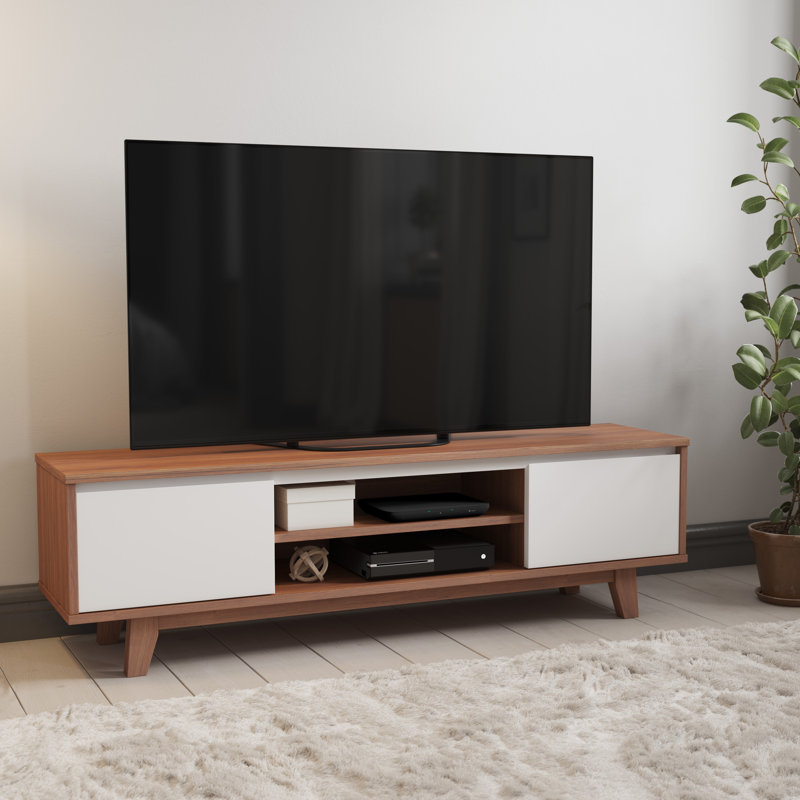 Meuble télé pour téléviseur de 68 po ou moins Coberly, Brun foncé / blanc