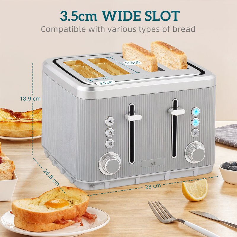 HOMCOM Electric Stainless Steel Kettle and Toaster Set 3000W 1.7L, Grey