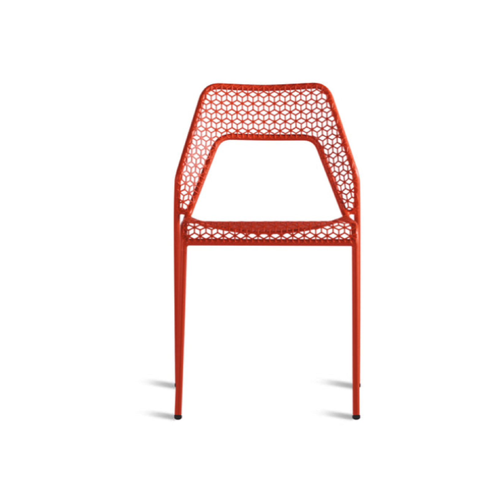 Hot Mesh Premium All-Weather Wicker Outdoor Stacking Dining Side Chair, Humble Red