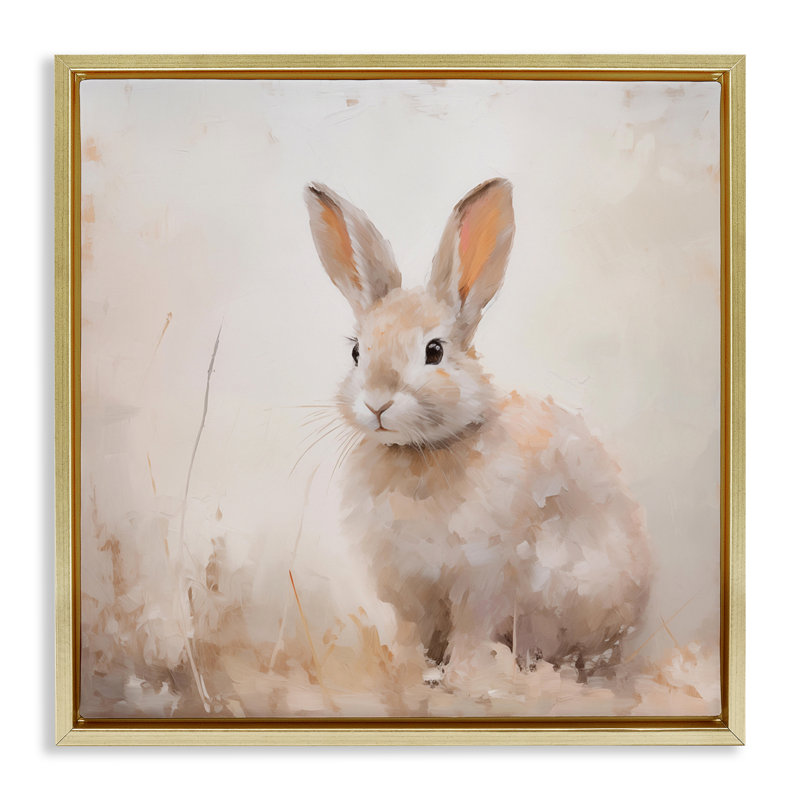  «Neuing Gazing Bunny» par Arlington Prints, H 25 po x l 25 po, Cadre flottant métallique doré