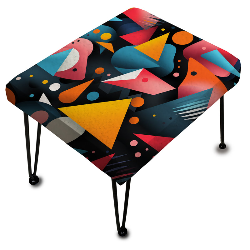 Motif triangulaire rose et bleu Mid-Century - Repose-pieds rectangulaire géométrique