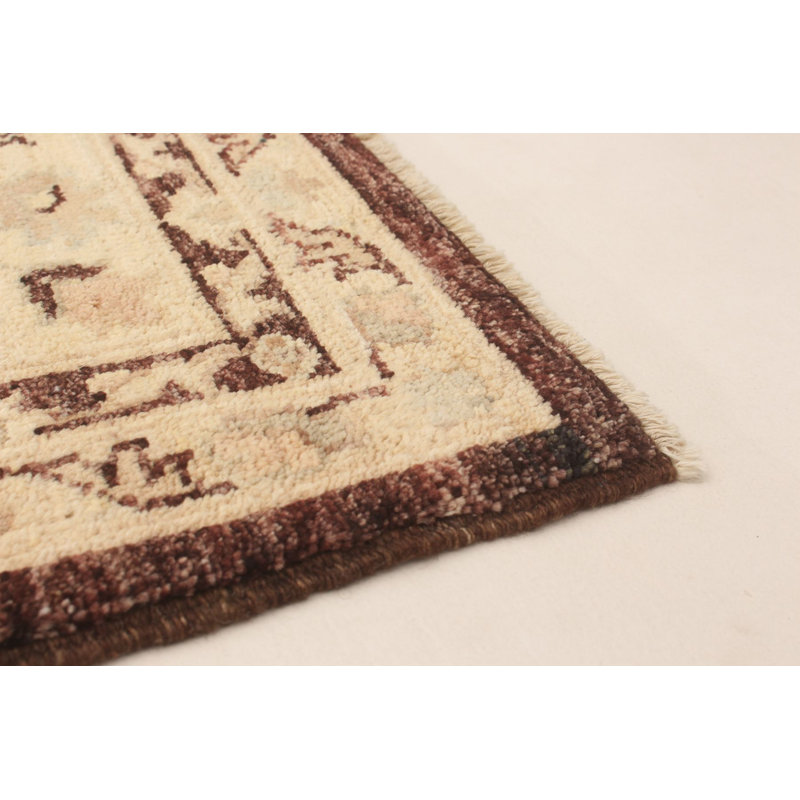 Tapis de bois one-of-kind-noué la 2010 ushak brun/crème 8 pi x 10 pi 2 po Ibanez