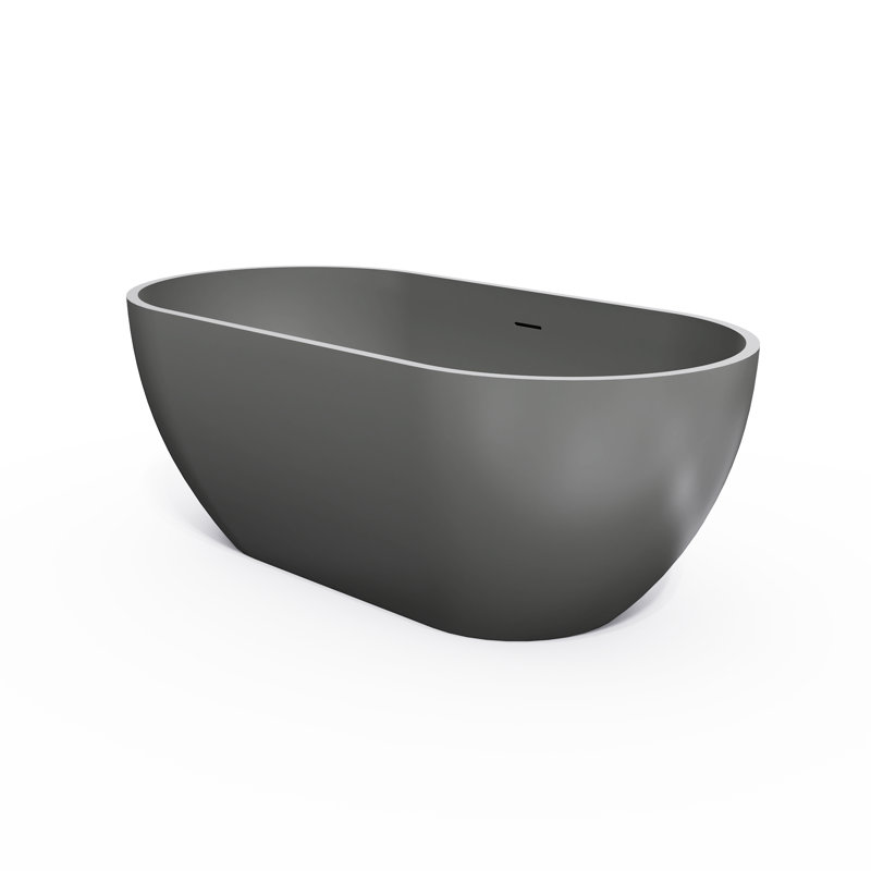 Baignoire autoportante de forme ovale à surface solide de 63 pouces KAKUSIGA pour la salle de bain
