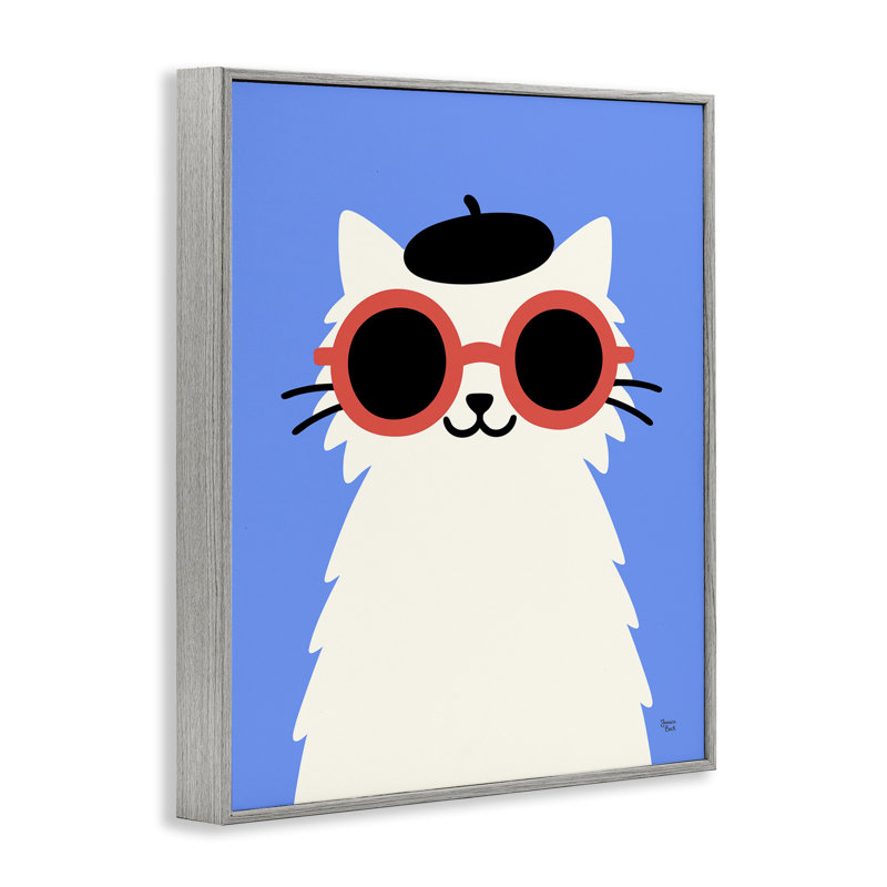 Giclée encadrée de chat français, design par Jessica Beck, H 20 po x l 16 po, Estampe numérique Farmhouse
