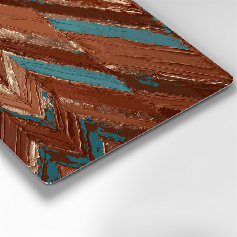 Art mural en métal brun, motif sud-ouest à motif de chevrons Navajo 220, H 12 po x l 12 po