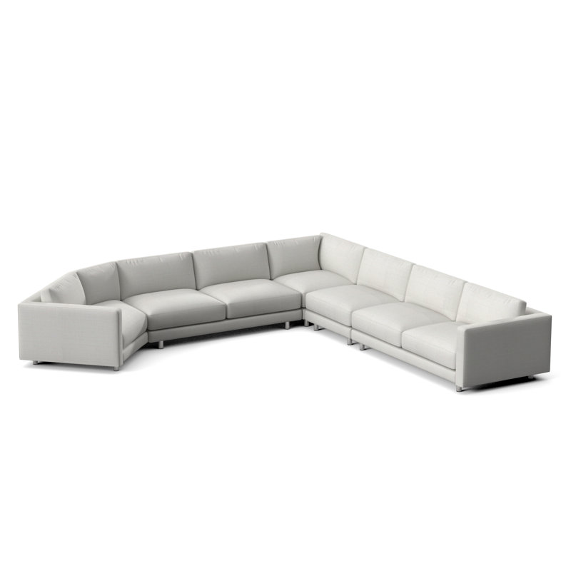 Avanni Patio Sectional with Sunbrella Cushions, White Linen 6016-000, Silver
