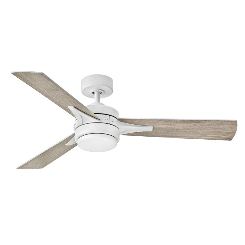 Ventilateur de plafond à hélice DEL 3 pales 52 po avec commande murale et ensemble d'éclairage Ventus, Blanc mat