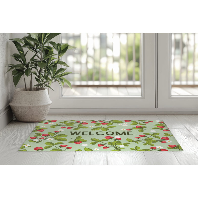 Paillasson Strawberries, Menthe, L 24 po x L 36 po