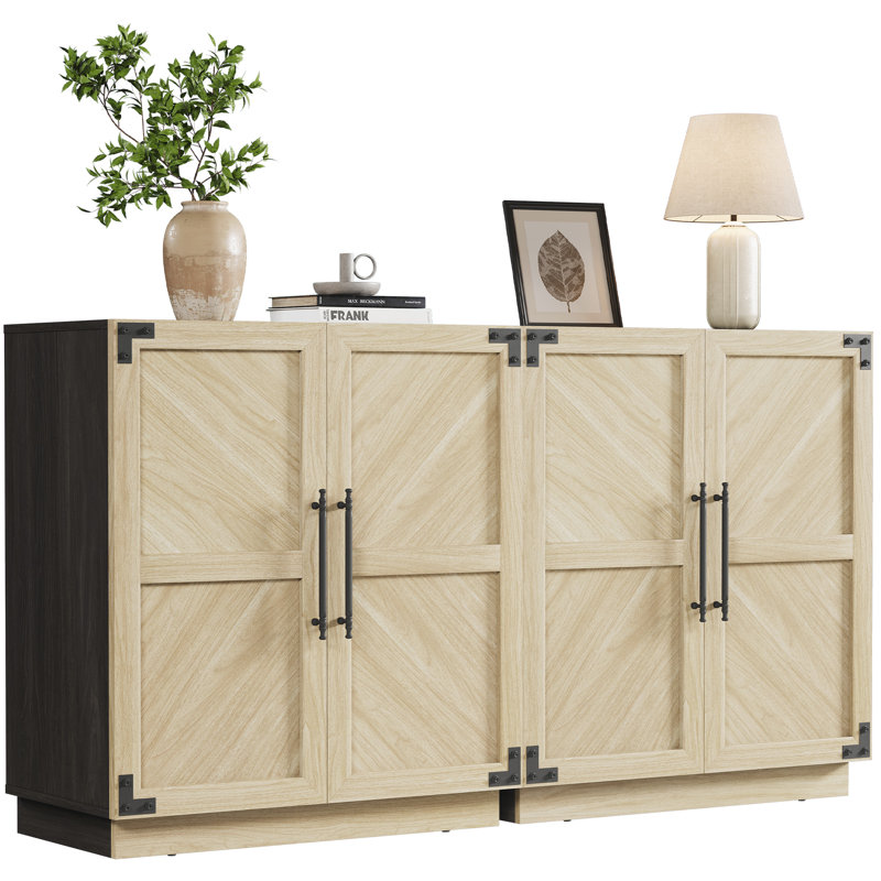 30.7'' W Sideboard with Adjustable- Shelf, Brown Oak