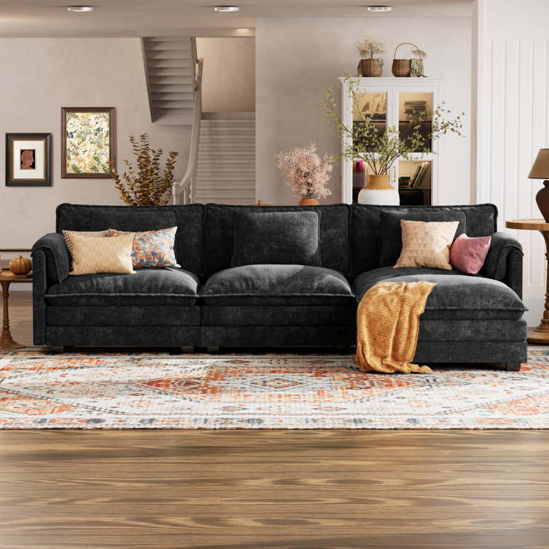 4-Piece 115'' L-Shape Sectional Sofa with Ottoman
