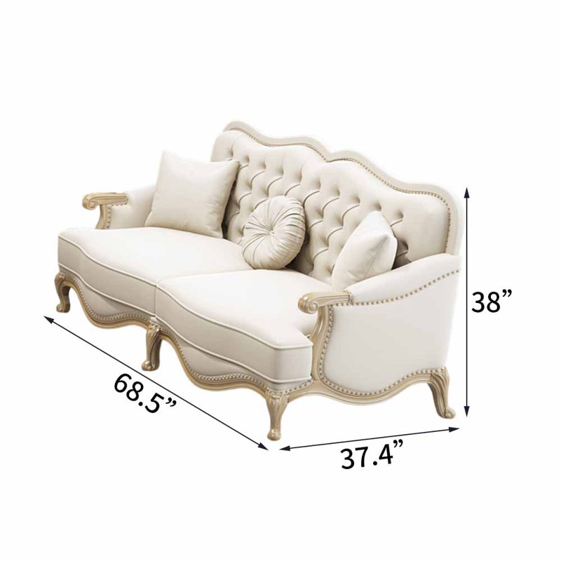 Causeuse en cuir véritable 68,5 po