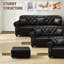 Canapé Chesterfield de style Mid-Century moderne avec revêtement en similicuir et capitonnage à boutons