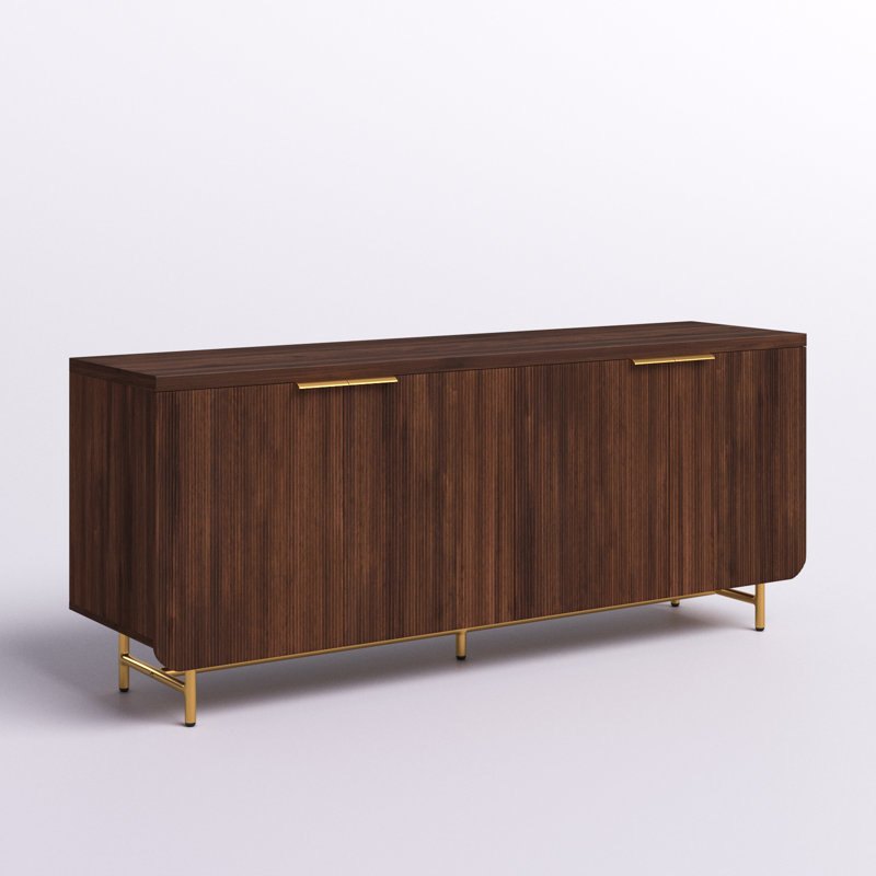 Ludlow 69" Reeded 4-Door Sideboard, Dark Walnut