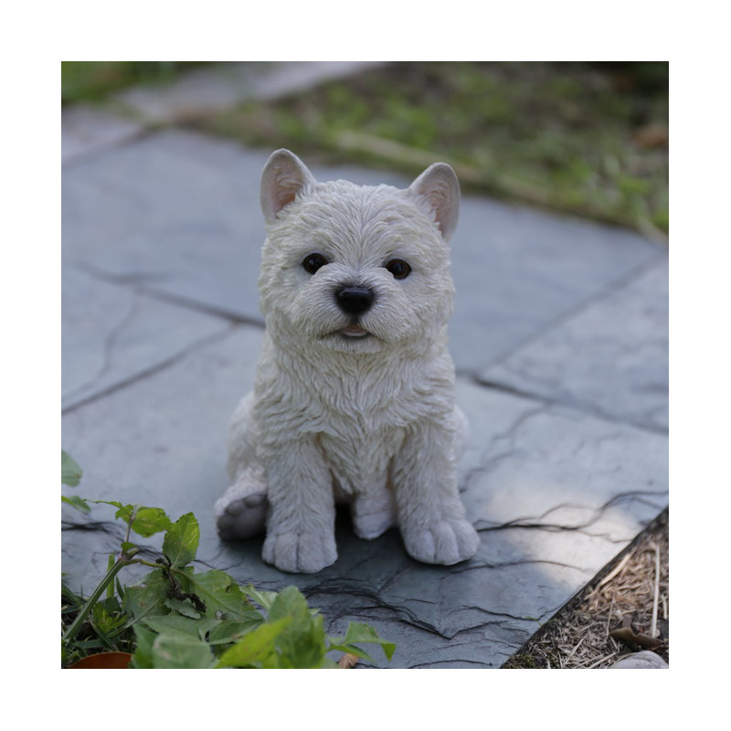 Statue chiot terrier blanc