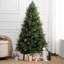 Arbre de Noël vert flétri pré-éclairé avec base en métal, disponible en 4,5 pi, 6,5 pi et 7,5 pi-1657846271